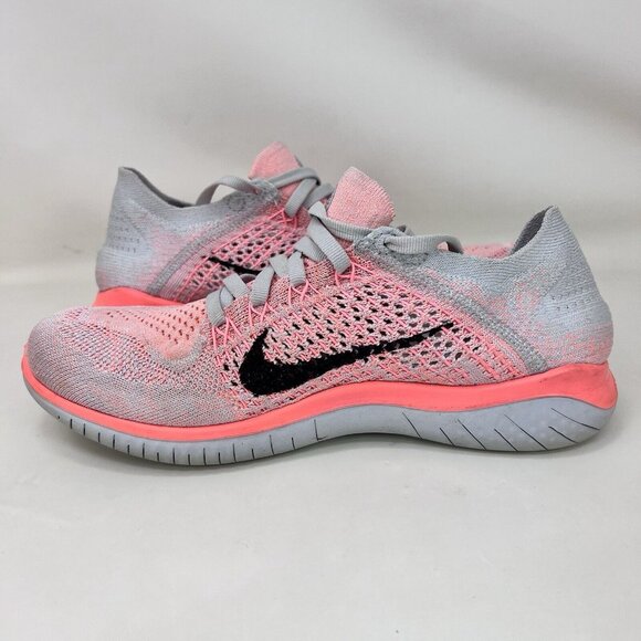 Nike Free RN Flyknit 2017 Running Shoes Gray Orange Women’s Size 7 - Picture 5 of 9